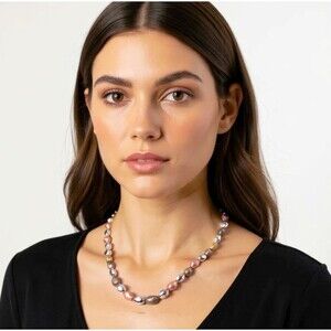 Arte d'Argento QVC 925 Sterling Silver Multi-Tone Graduated Nugget Bead Necklace